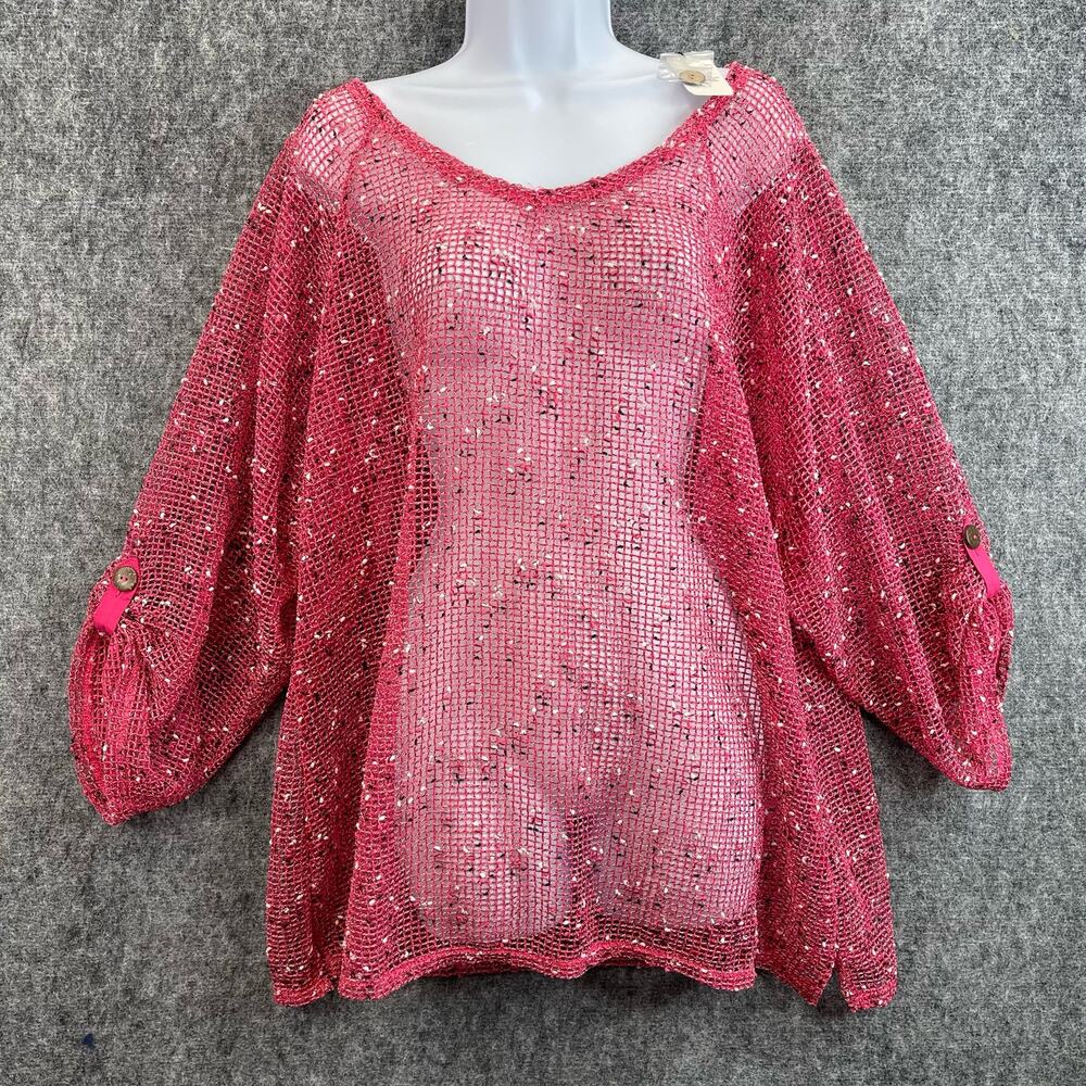 Frazzle Pink Mesh Tunic Women Size XL